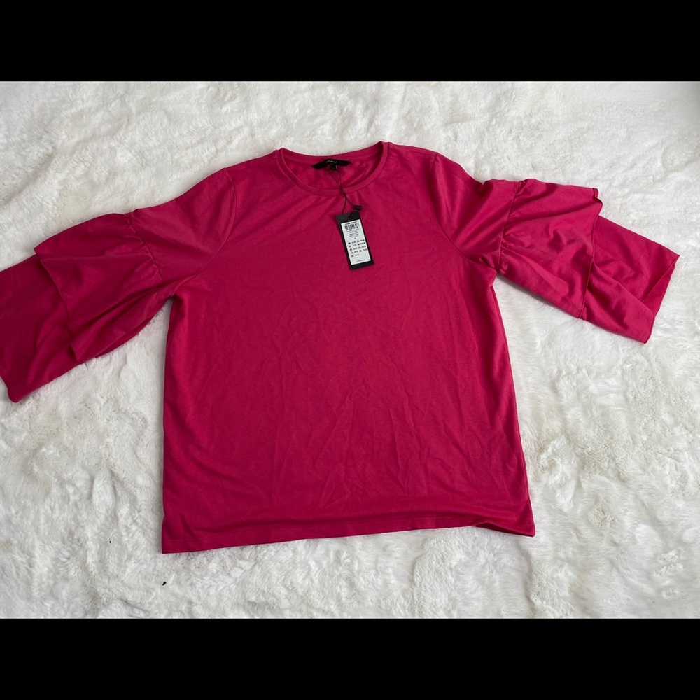 Vera Moda Fuschia crew neck ruffle sleeves too